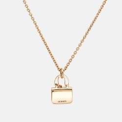 Hermes Amulettes Constance Diamond 18k Rose Gold Necklace
