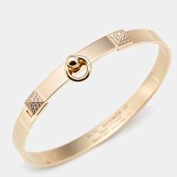 Hermes Collier De Chien Diamonds 18k Rose Gold Bracelet ST