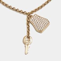 Hermes Kelly Clochette Diamond 18k Rose Gold Small Model Bracelet SH
