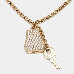 Hermes Kelly Clochette Diamond 18k Rose Gold Small Model Bracelet SH
