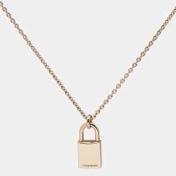 Pre Owned Hermes Kelly Cadenas Diamonds 18k Rose Gold Pendant Necklace
