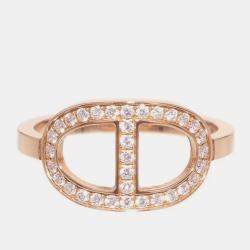 Hermes 18K Pink Gold Chaine D'Ancre Contour Size 51/#11 Mm