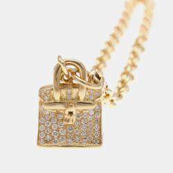 Hermes 18K Pink Gold Amulettes Kelly Diamond Charm Bracelet