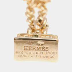 Hermes 18K Pink Gold Amulettes Kelly Diamond Charm Bracelet