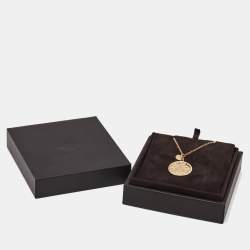 Hermès Ex-Libris Diamond 18k Rose Gold Small Model Pendant Necklace