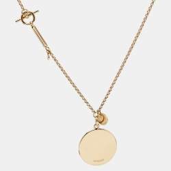 Hermès Ex-Libris Diamond 18k Rose Gold Small Model Pendant Necklace