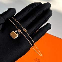 Hermes Rose Gold Blue Sapphire Diamonds Constance Pendant Necklace 
