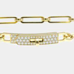Hermes 18K Yellow Gold Diamond Kelly PM Charm Bracelet 