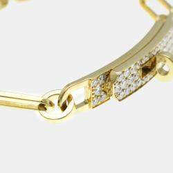 Hermes 18K Yellow Gold Diamond Kelly PM Charm Bracelet 