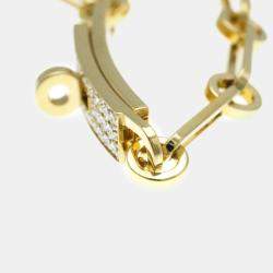 Hermes 18K Yellow Gold Diamond Kelly PM Charm Bracelet 