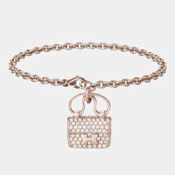 Hermes 18K Rose Gold and Diamond Amulettes Constance Bracelet