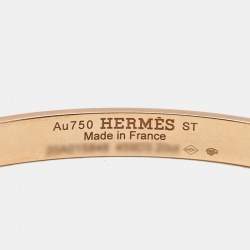 Hermes H d'Ancre Diamond 18K Rose Gold Small Model Bracelet 