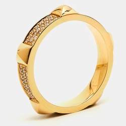 Hermes Clou D'H Ring Diamonds 18k Rose Gold Ring Size 52