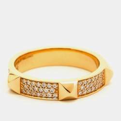 Hermes Clou D'H Ring Diamonds 18k Rose Gold Ring Size 52