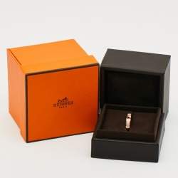 Hermes Clou D'H Ring Diamonds 18k Rose Gold Ring Size 52