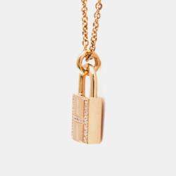 Pre Owned Hermes Cadena 18K Rose Gold Diamond Pendant Necklace