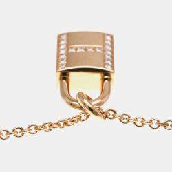 Pre Owned Hermes Cadena 18K Rose Gold Diamond Pendant Necklace