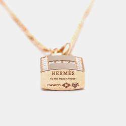 Pre Owned Hermes Cadena 18K Rose Gold Diamond Pendant Necklace