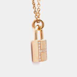 Pre Owned Hermes Cadena 18K Rose Gold Diamond Pendant Necklace