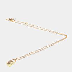 Pre Owned Hermes Cadena 18K Rose Gold Diamond Pendant Necklace