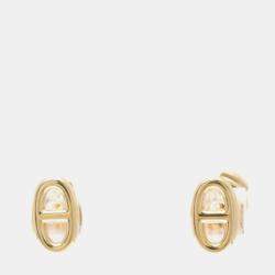 Hermes 18K Pink Gold Chaine D'ancre Farandole Stud Earrings