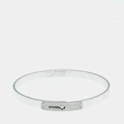 Hermes 18K White Gold Carat/0.33 Pave Diamond Kelly Bangle PM