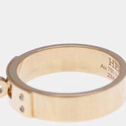 Hermes Kelly PM 18K Rose Gold and Diamond Band Ring EU 53
