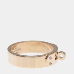 Hermes Kelly PM 18K Rose Gold and Diamond Band Ring EU 53