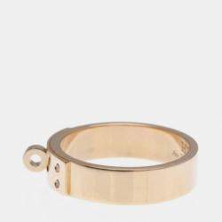 Hermes Kelly PM 18K Rose Gold and Diamond Band Ring EU 53