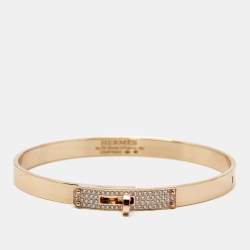 Hermes Kelly Diamonds 18k Rose Gold Small Model Bracelet SH