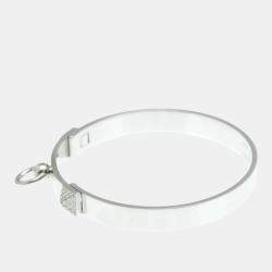 Pre Owned Hermes Collier de Chien Small 18K White Gold and Diamond Bangle Bracelet