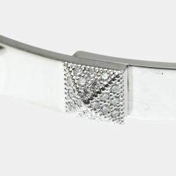 Pre Owned Hermes Collier de Chien Small 18K White Gold and Diamond Bangle Bracelet