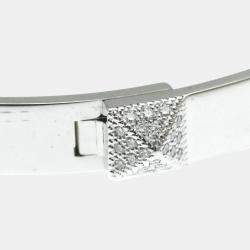 Pre Owned Hermes Collier de Chien Small 18K White Gold and Diamond Bangle Bracelet