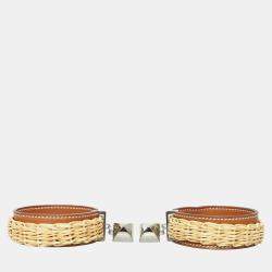 Pre Owned Hermes Medor Picnic Gaine Brown Earrings
