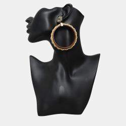 Pre Owned Hermes Medor Picnic Gaine Brown Earrings