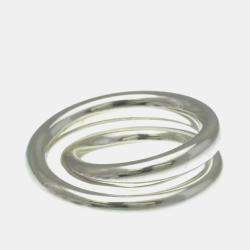 Pre Owned Hermes Vertige Silver Band Ring EU 54