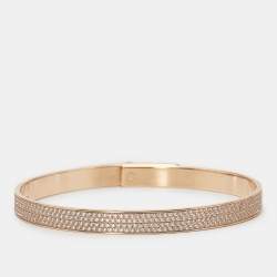 Pre Owned Hermes Kelly Diamonds 18k Rose Gold Small Model Bracelet