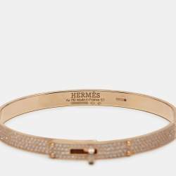 Pre Owned Hermes Kelly Diamonds 18k Rose Gold Small Model Bracelet