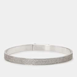 Pre Owned Hermes Kelly Diamonds 18k White Gold Small Model Bracelet