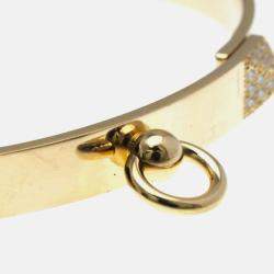 Pre Owned Hermes Collier De Chien PM Pink Gold 18K Carat/0.24 Diamond Bangle