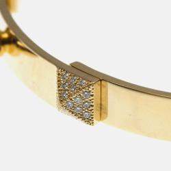 Pre Owned Hermes Collier De Chien PM Pink Gold 18K Carat/0.24 Diamond Bangle