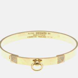 Pre Owned Hermes Collier De Chien PM Pink Gold 18K Carat/0.24 Diamond Bangle