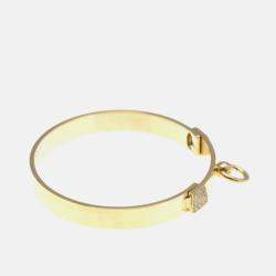 Pre Owned Hermes Collier De Chien PM Pink Gold 18K Carat/0.24 Diamond Bangle