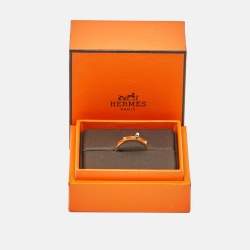 Pre Owned  Hermes Kelly 18K Rose Gold Narrow Band Ring Size 53