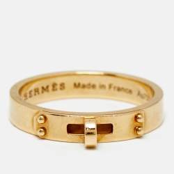 Pre Owned  Hermes Kelly 18K Rose Gold Narrow Band Ring Size 53