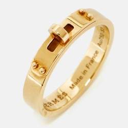 Pre Owned  Hermes Kelly 18K Rose Gold Narrow Band Ring Size 53