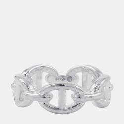 Pre Owned Hermes Chaine D'Ancre Anchene Silver 925 Ring EU 54