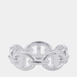 Pre Owned Hermes Chaine D'Ancre Anchene Silver 925 Ring EU 54
