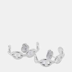 Pre Owned Hermes Chaine D'Ancre Earrings Silver 925