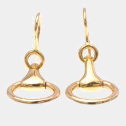 Pre Owned Hermes Horsebit Earrings No Stone 18K Pink Gold Drop Earrings